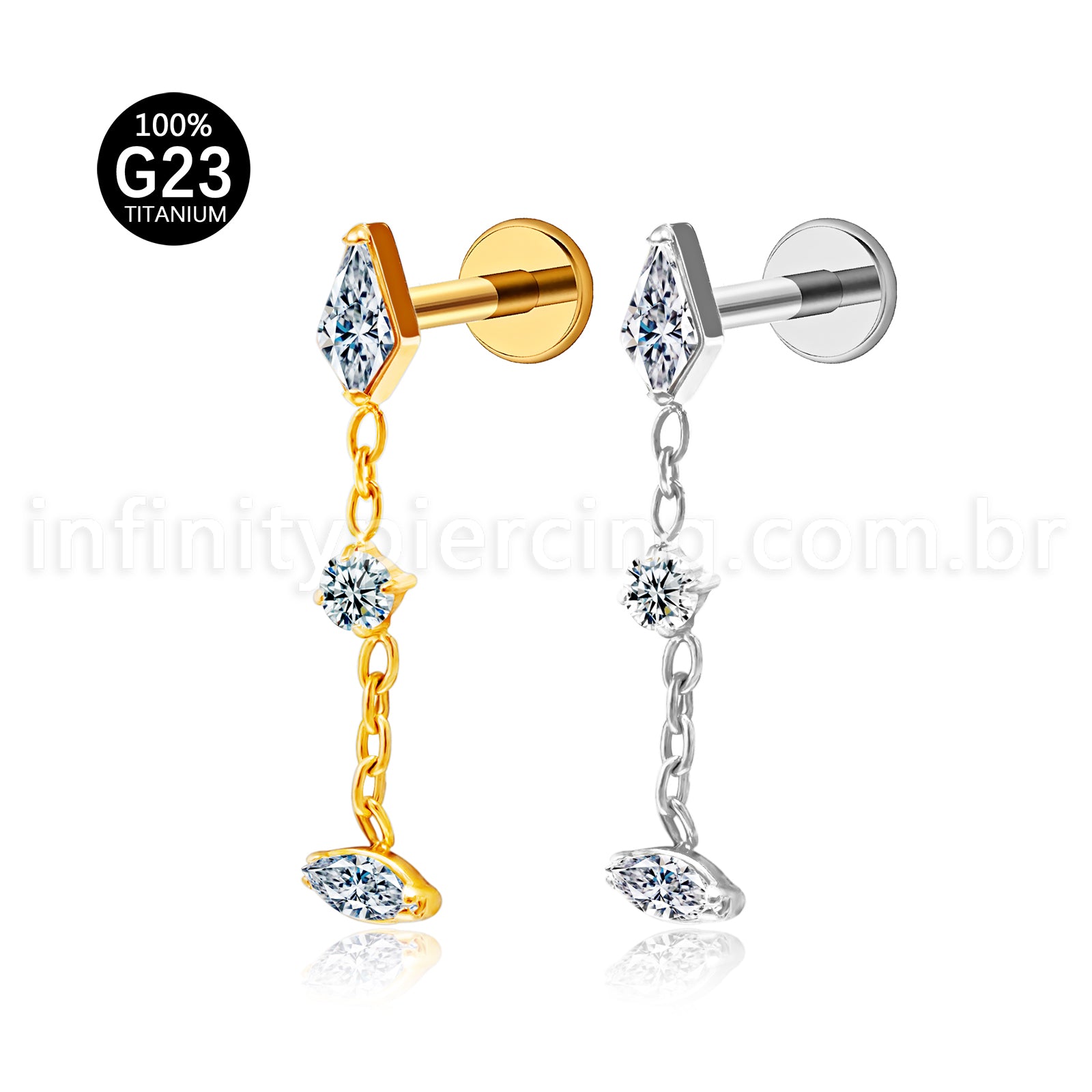 Piercing Labret Titânio Com Pingente